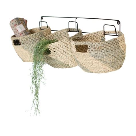 Hanging Seagrass Baskets Metal Frame Set Of 3 Seagrass Basket