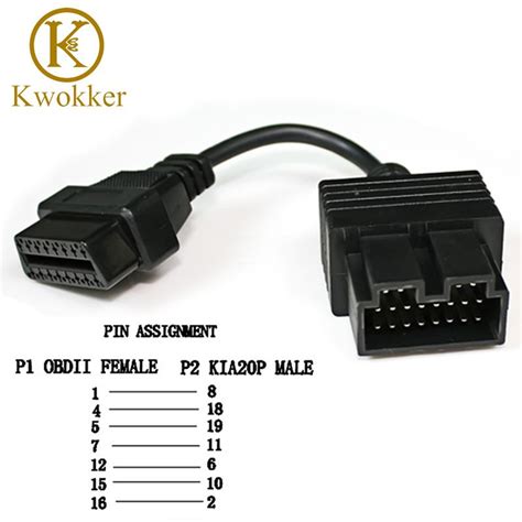 Obd 2 Cable For Kia 20 Pin To 16 Pin Obd2 Obd 2 Female Diagnostic Tool