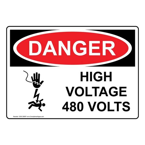 Danger High Voltage 480 Volts Osha Safety Label Decal 5x35 In 4 Pack