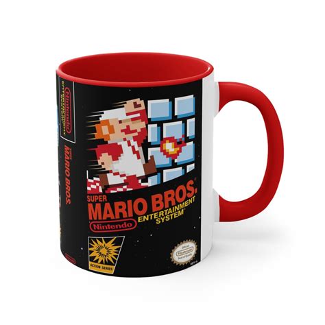 S Mario Bros Nes 8 Bit Game Box Cover Famicom Accent Coffee Etsy