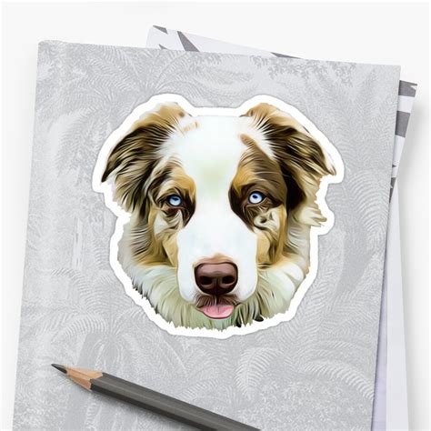 Red Merle Australian Shepherd Head Stickers By Madison Dyer Redbubble