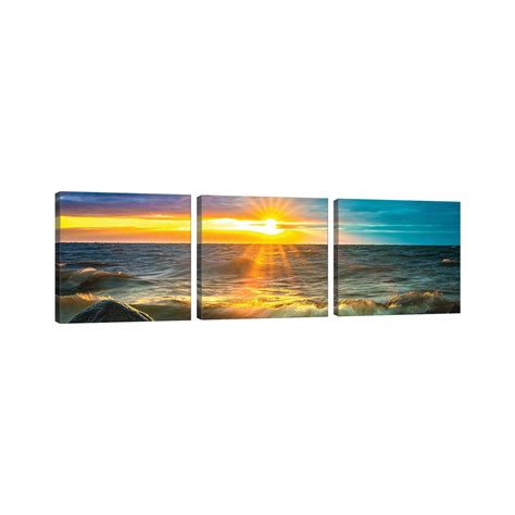 Icanvas Sunrise Over Ocean Ii By Nik Rave 3 Piece Canvas Wall Art Set