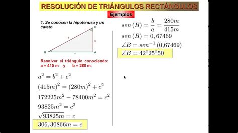 Resolución De Triángulos Rectángulos Explicación de los cuatro casos