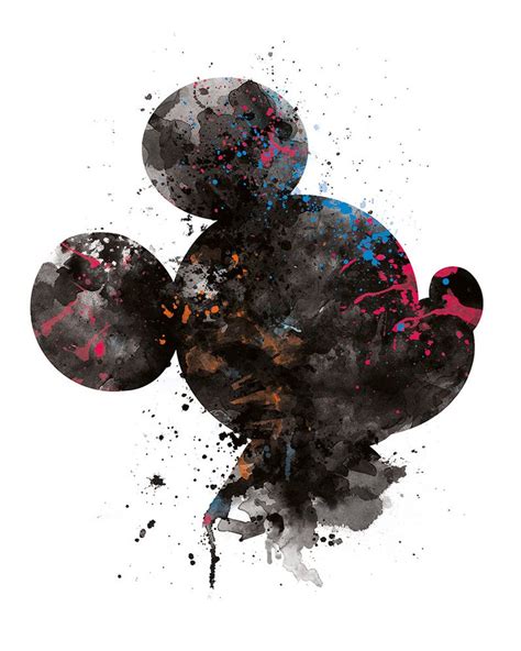 Mickey Mouse Art Mickey Head Watercolor Disney Poster Art Etsy