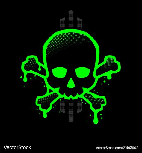 Skull With A Bright Green Outline With Paint Vector Image