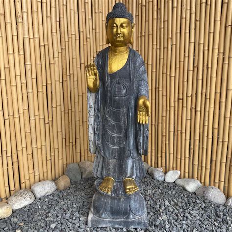Garten buddhafigur sitzend dehner buddhafigur sitzend. Buddha Garten Figur (99cm) stehende China Skulptur Gold ...