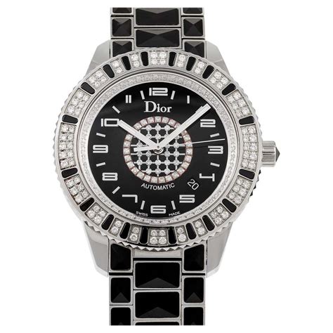 Dior Viii White Ceramic Steel Diamond Silver Dial Automatic Watch