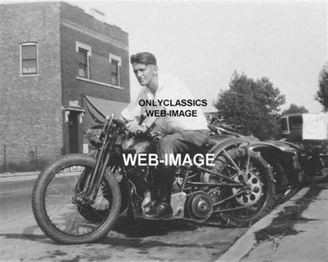 1933 Hillclimb Racing Harley Davidson Motorcycle Racer 8x10 Photo Harry