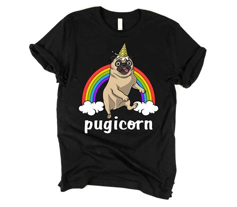Pugicorn T Shirt Kids Pug Dog Unicorn Tees Boys Pug Shirts Etsy