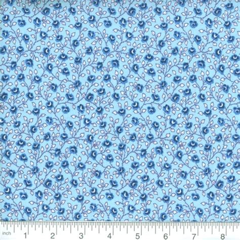 Blue Calico 100 Quilt Cotton Fabric By The Yard Vintage Etsy