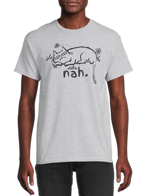 Humor Mens And Big Mens Nah Cat Graphic T Shirt