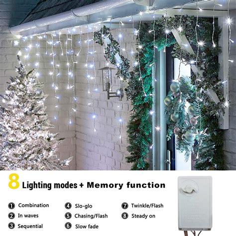 Christmas Icicle Lights Outdoor Led Curtain Fairy String Light Xmas