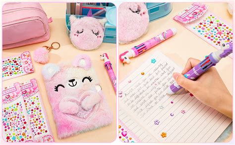 Friusate Diary With Lock For Girlss Secret Fluffy Notebook And Pen Stationary Sets For Girls