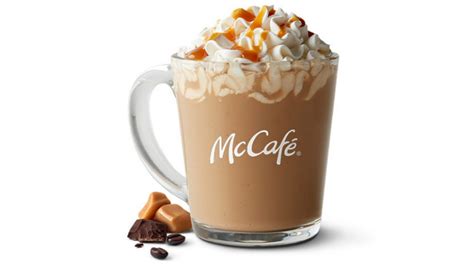 Enjoy a classic iced latte, frozen coffee drink, hot cappuccino, or caramel macchiato. How many Calories are in McDonald's Caramel Mocha Coffee?