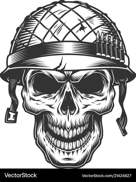 Skull In The Soldier Helmet Royalty Free Vector Image