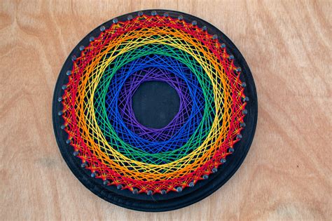 String Art Rainbow Geometric Circle Wall Art Etsy Uk