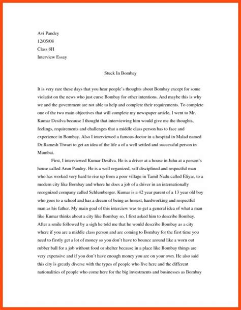 Interview Essay Example Template Business