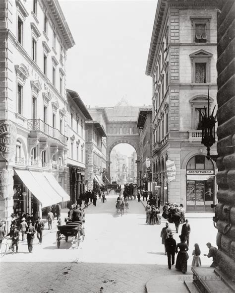 Via Strozzi Firenze Street Scene Florence Italy 1890 1910 Old