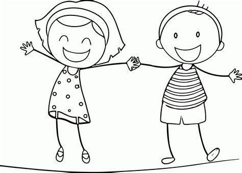 Boy And Girl Page For Kids And For Adults Coloring Home