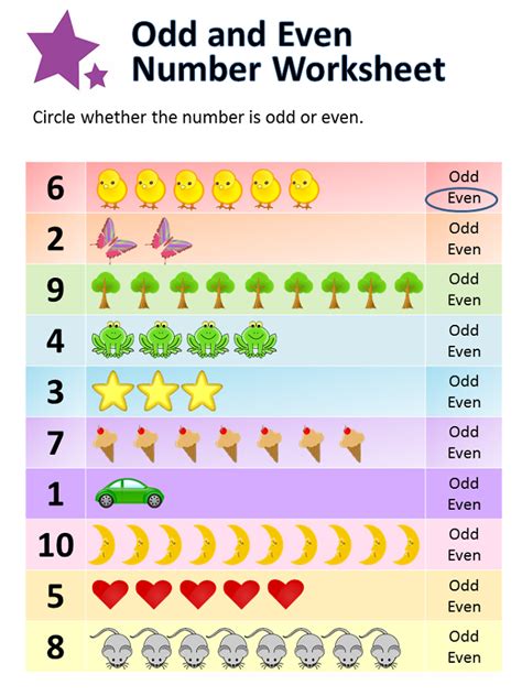Colorful Odd And Even Number Worksheets