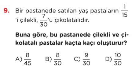 Kesirlerle Toplama ve Çıkarma İşlemleri Test Çöz 5 Sınıf Matematik Testleri