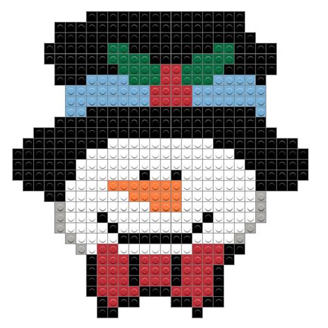 Christmas Snowman Brik In 2021 Pixel Art Design Pixel Art Snowman
