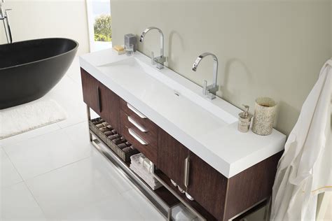 Columbia 72 Double Sink Bathroom Vanity Cabinet Coffee Oak Finish