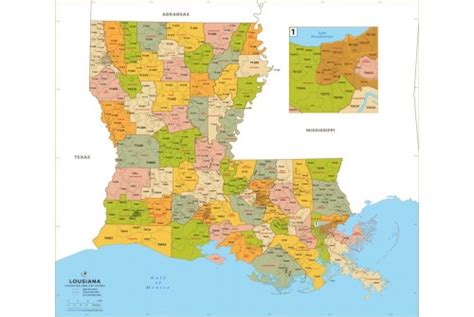 Buy Louisiana Zip Code Map With Counties Online