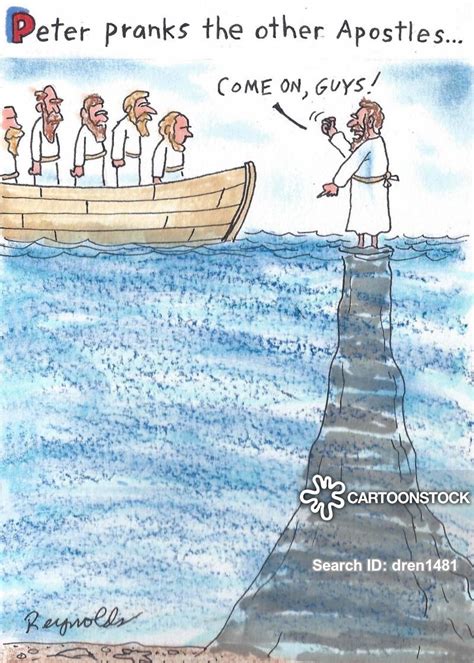 So peter went over the side of the boat and walked on the water toward jesus. Apostle Cartoons and Comics - funny pictures from CartoonStock