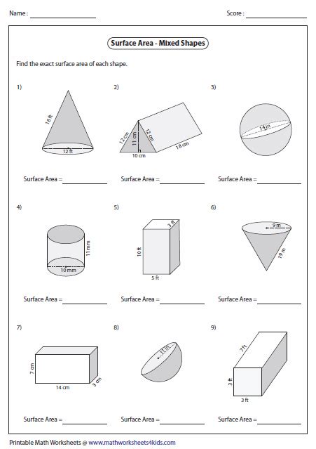 Volume And Surface Area Worksheets Grade 6 Abc Worksheets