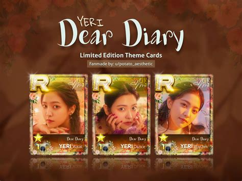 Fanmade Dear Diary Red Velvet Yeri Limited Edition Theme Cards