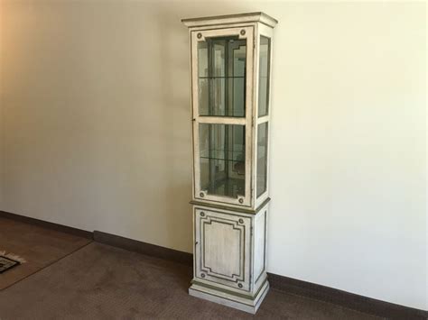 Free shipping on prime eligible orders. Vintage Painted Wooden Lockable Curio Cabinet With Mirror ...