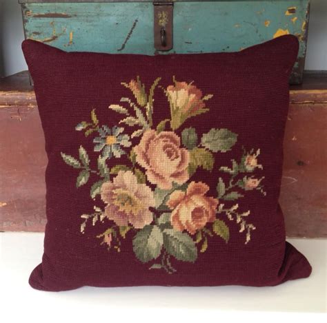 Sew the needlepoint design to the fabric. VINTAGE Needlepoint PILLOW. Add a little GRANNY to your favorite seat in the house. LOVE these ...