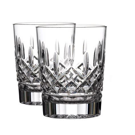 Waterford Crystal Lismore 12 Oz Double Old Fashion Dof Tumbler Glasses Pair Crystal Classics