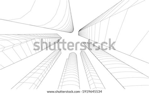 Perspective View Abstract Modern City Architecture Stock Vector