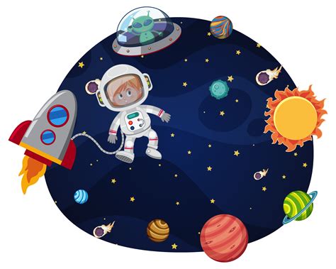 Plantilla De Astronauta En El Espacio 694377 Vector En Vecteezy