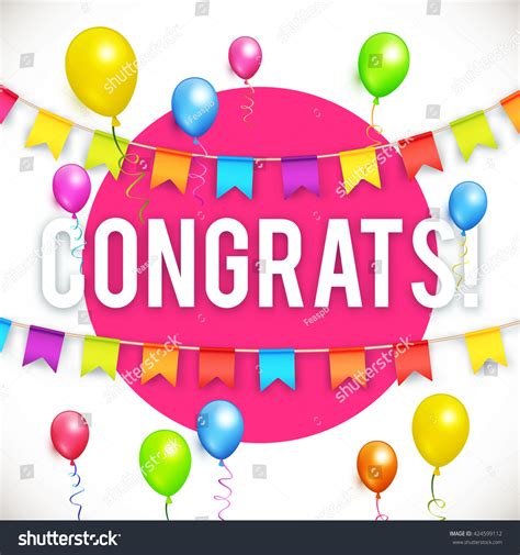 Congrats Congratulations Banner Balloons Win Birthday Stock Vector