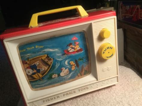 1966 Fisher Price Toys Giant Screen Music Box Tv Two Tunes Tv 114