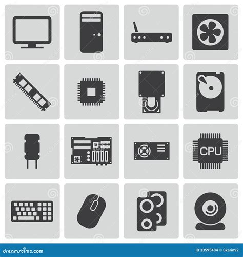 Vector Black Pc Components Icons Stock Images Image 33595484
