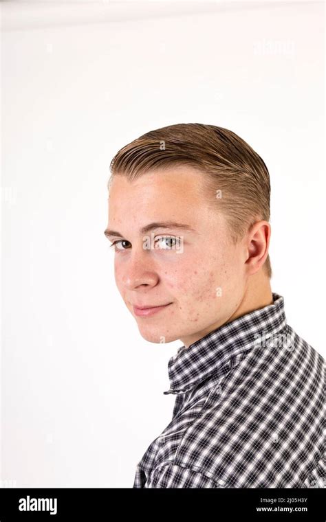 Portrait Of Smart Friendly Looking Teenage Boy Stock Photo Alamy