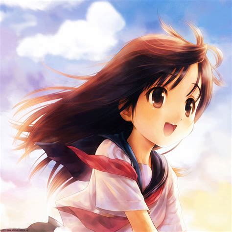 Kawaii Anime Girl With Long Brown Hair And Brown Eyes