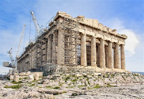 Griechische Akropolis In Athen Auf Rekonstruktion Stockbild Bild Von