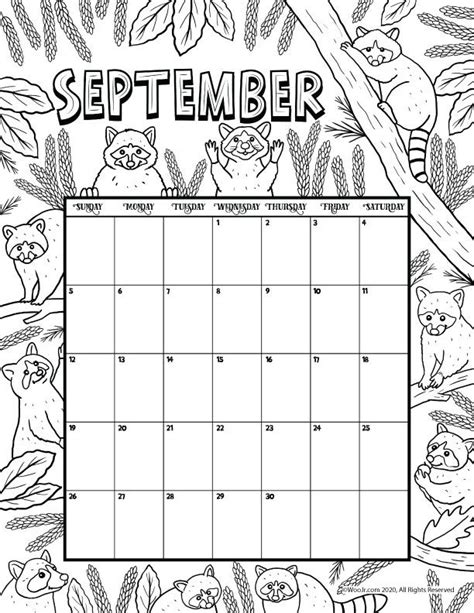 September 2021 Printable Calendar Page Woo Jr Kids Activities