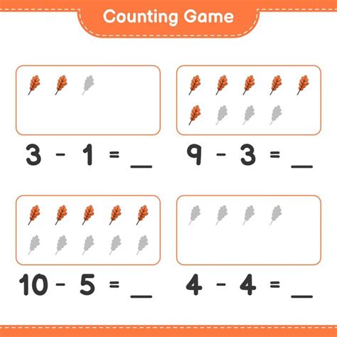 Premium Vector Counting Game Count The Number Of Oak Leaf And Write