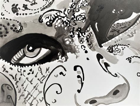 Venetian Mask Drawing By Alexandra Djokic Artmajeur
