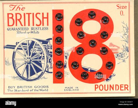 Display Card For The British 18 Pounder Press Stud Stock Photo Alamy
