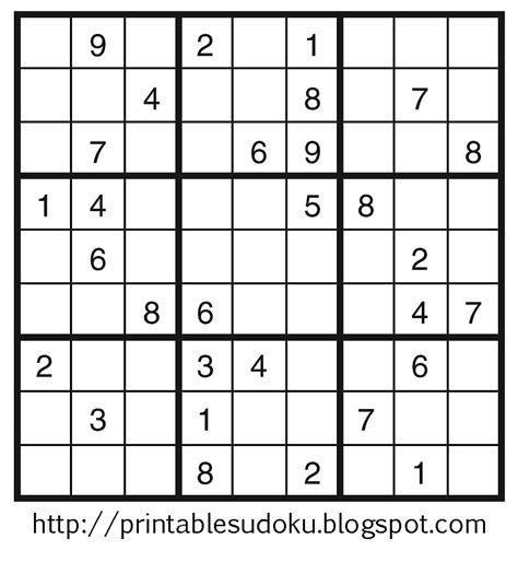 Easy Printable Sudoku Puzzles