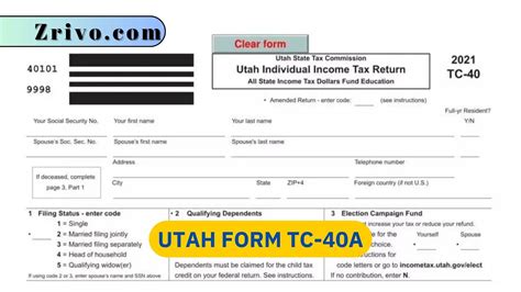 Utah Form Tc 40a