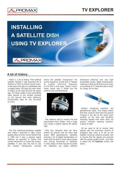Installing A Satellite Dish Using Tv Explorer Promax