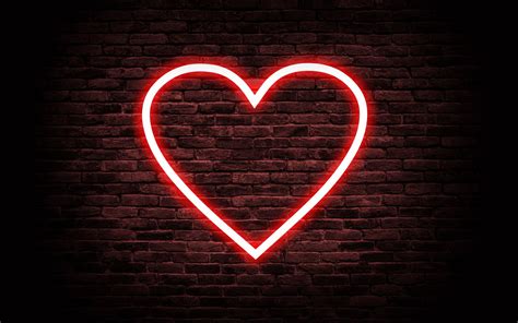 Neon Heart On Wall Wallpaper